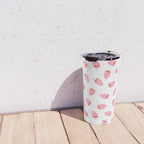 Sweet Strawberries - pink and red on white Travel Mug Gallery Image 4