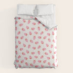 Sweet Strawberries - pink and red on white Comforter Gallery Image 6