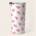 Sweet Strawberries - pink and red on white Travel Mug Gallery Image 3
