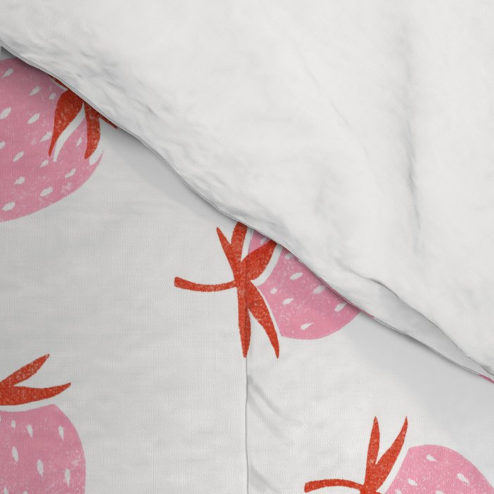 Sweet Strawberries - pink and red on white Comforter Gallery Image 4