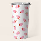 Sweet Strawberries - pink and red on white Travel Mug Gallery Image 2
