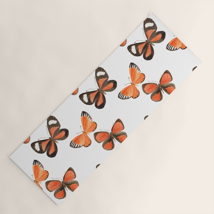Orange Butterflies Yoga Mat Gallery Image 1