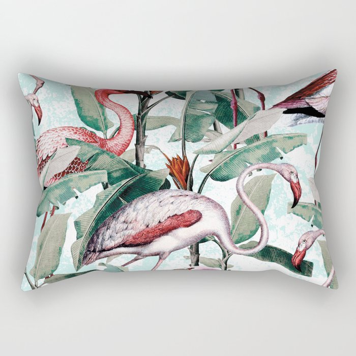 Floral and Flamingo VIII Rectangular Pillow Gallery Image 1