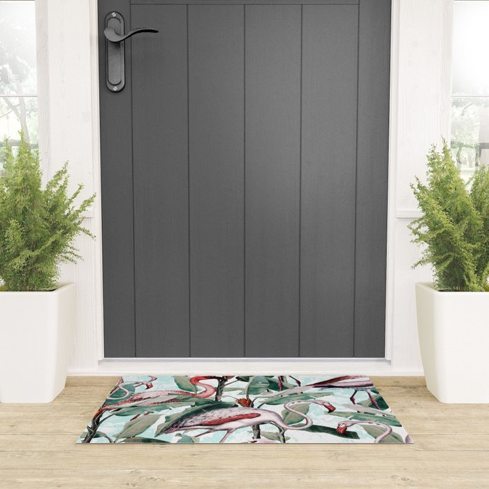 Floral and Flamingo VIII Welcome Mat Gallery Image 3