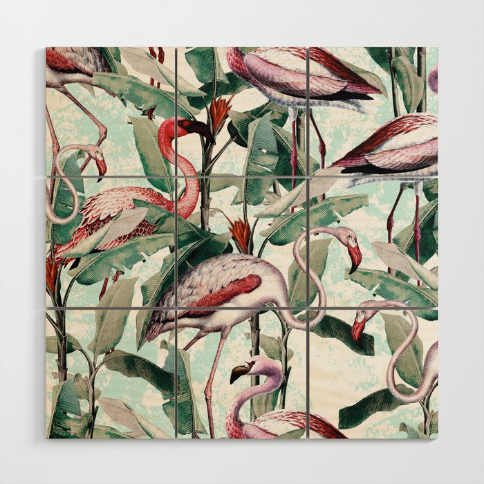 Floral and Flamingo VIII Wood Wall Art Gallery Image 1