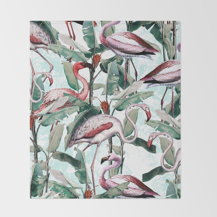 Floral and Flamingo VIII Throw Blanket Gallery Image 2