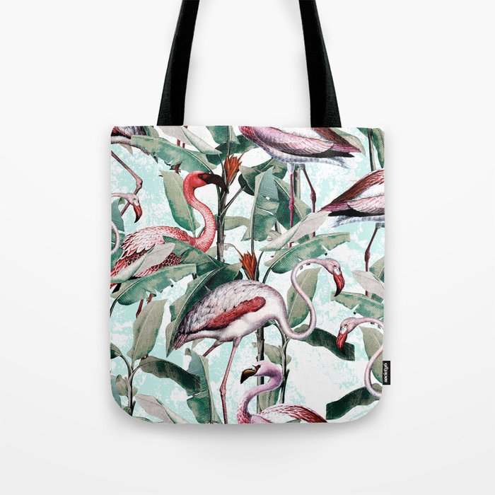 Floral and Flamingo VIII Tote Bag Gallery Image 1