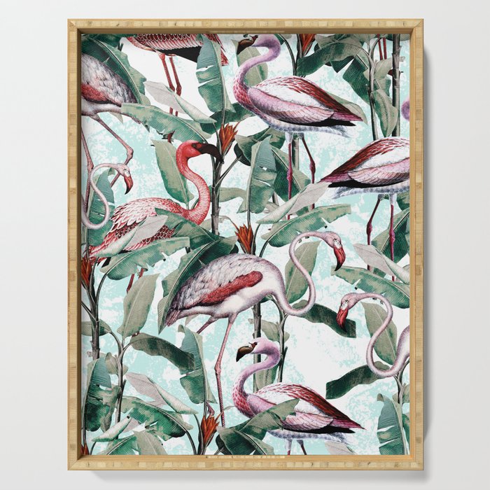 Floral and Flamingo VIII Serving Tray Gallery Image 1