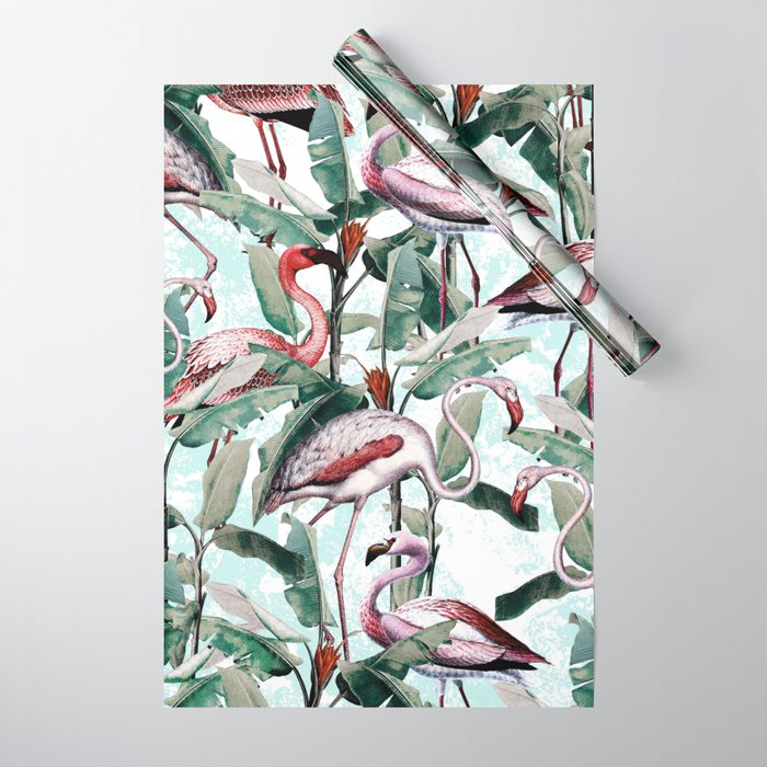 Floral and Flamingo VIII Wrapping Paper Gallery Image 1