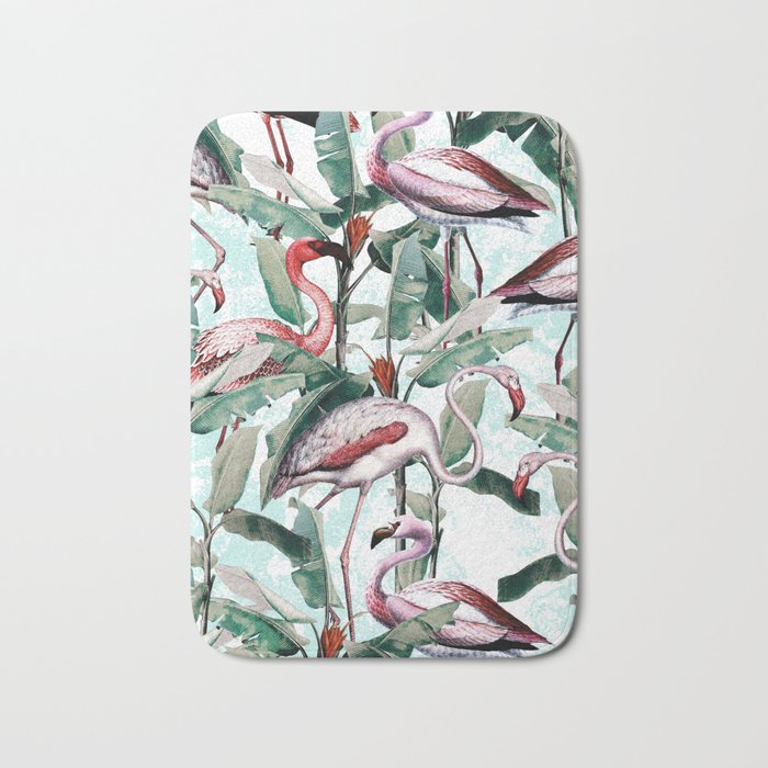 Floral and Flamingo VIII Bath Mat Gallery Image 1