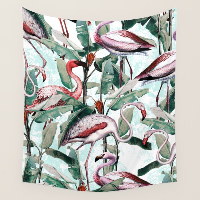 Floral and Flamingo VIII Wall Tapestry Gallery Image 4