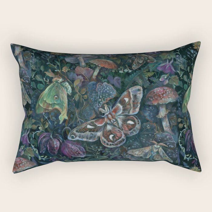 Atlas Moth  Mushroom Night Rectangular Pillow Gallery Image 1