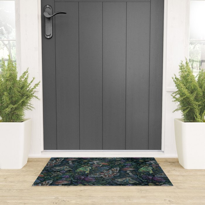 Atlas Moth  Mushroom Night Welcome Mat Gallery Image 3
