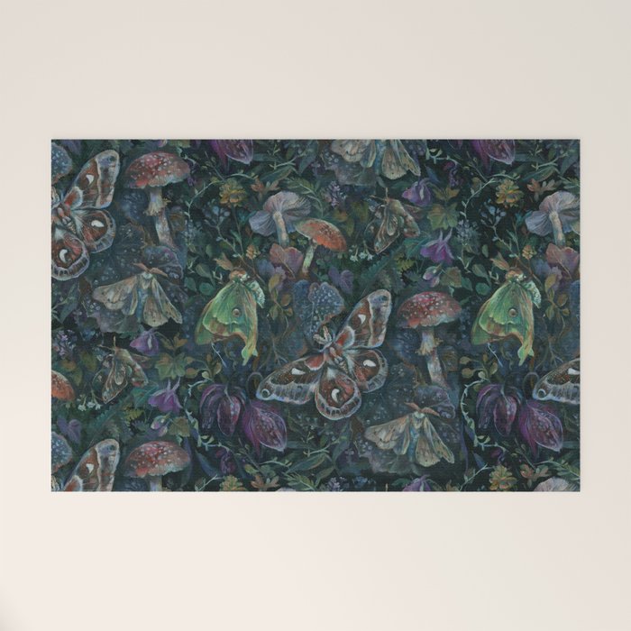 Atlas Moth  Mushroom Night Welcome Mat Gallery Image 1
