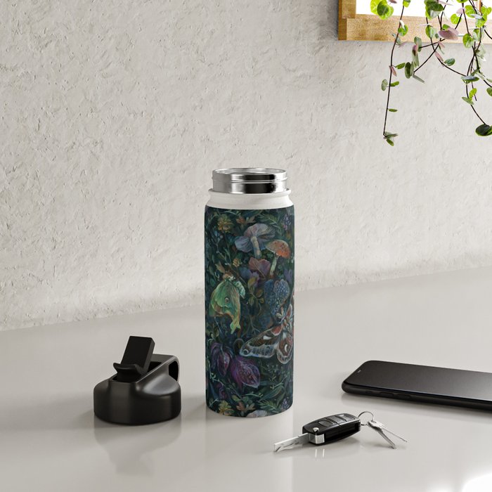 Atlas Moth  Mushroom Night Water Bottle Gallery Image 4