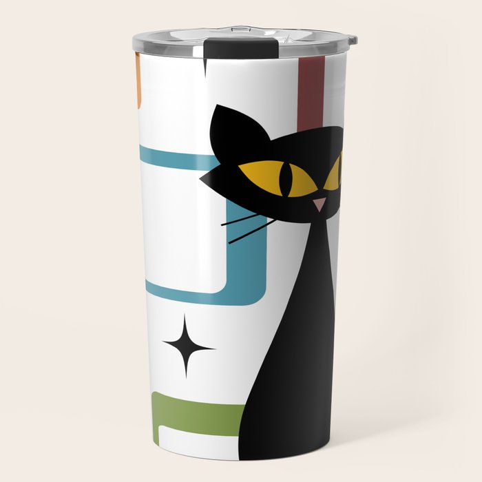Mid Century black cat Travel Mug Gallery Image 1