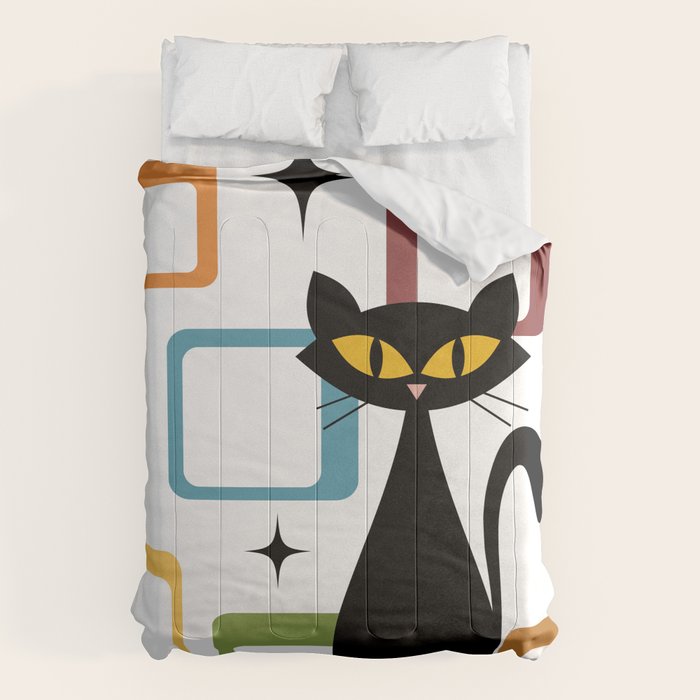 Mid Century black cat Comforter Gallery Image 6