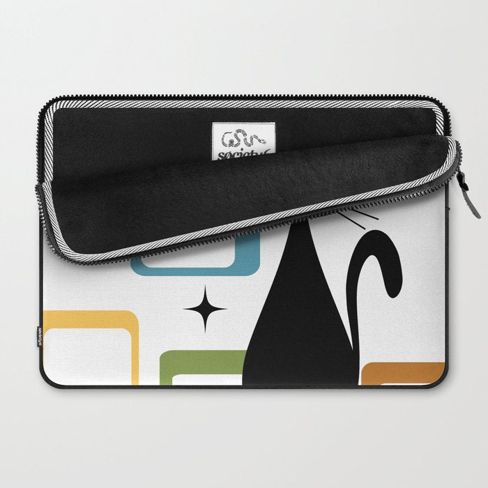 Mid Century black cat Laptop Sleeve Gallery Image 2