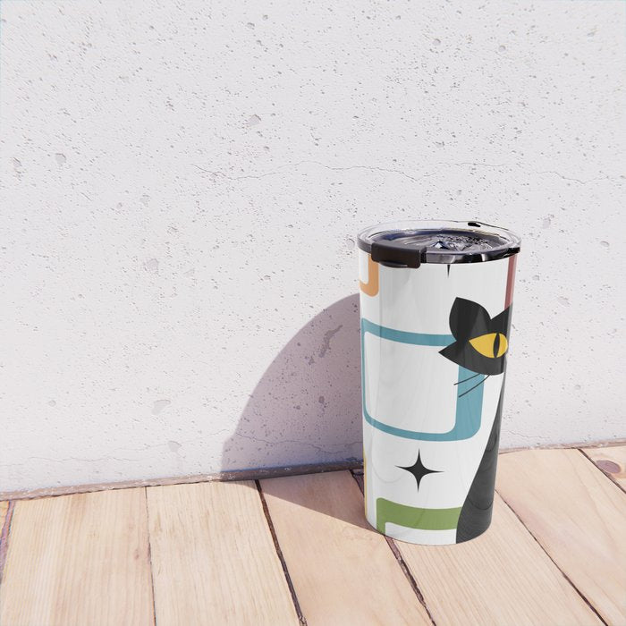 Mid Century black cat Travel Mug Gallery Image 4