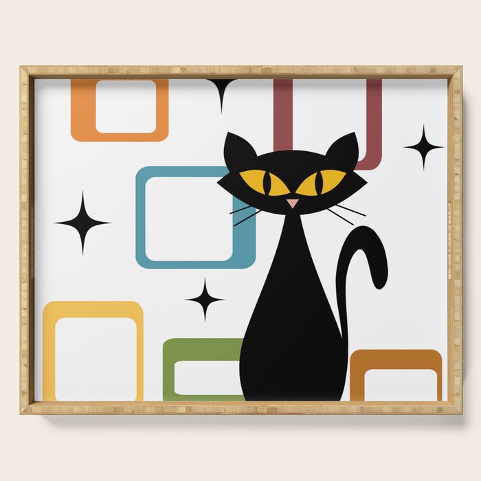 Mid Century black cat Serving Tray Gallery Image 1