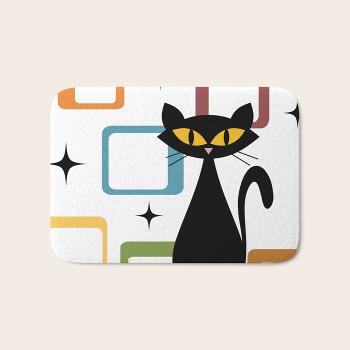 Mid Century black cat Bath Mat Gallery Image 1