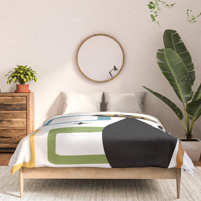 Mid Century black cat Comforter Gallery Image 3