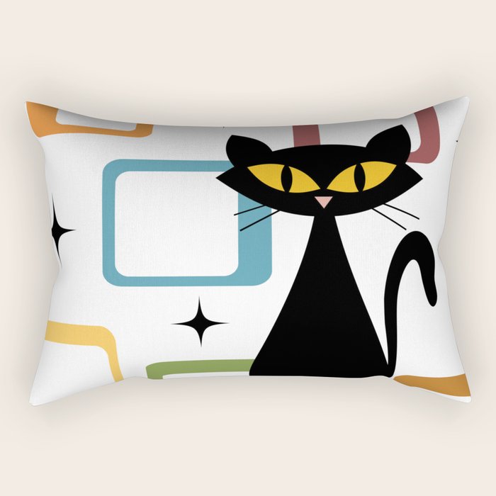 Mid Century black cat Rectangular Pillow Gallery Image 1