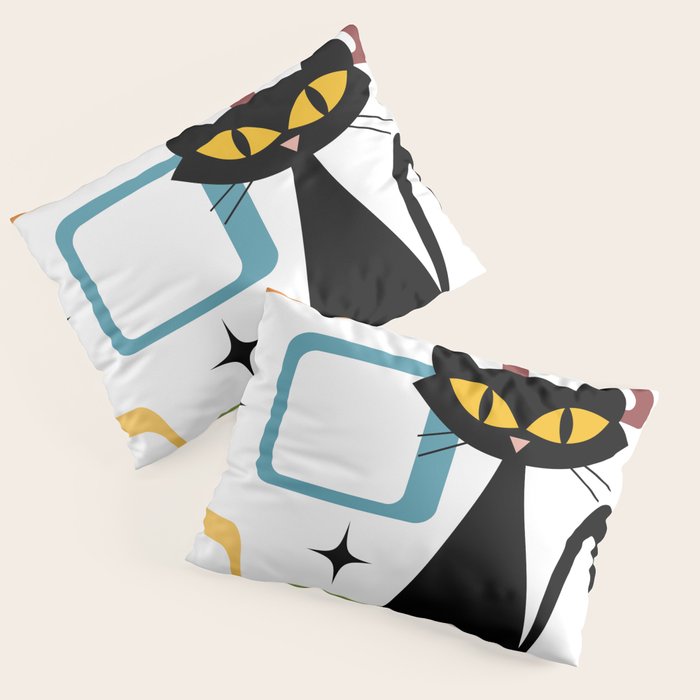 Mid Century black cat Pillow Sham Gallery Image 3