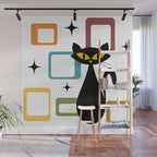 Mid Century black cat Wall Mural Gallery Image 1