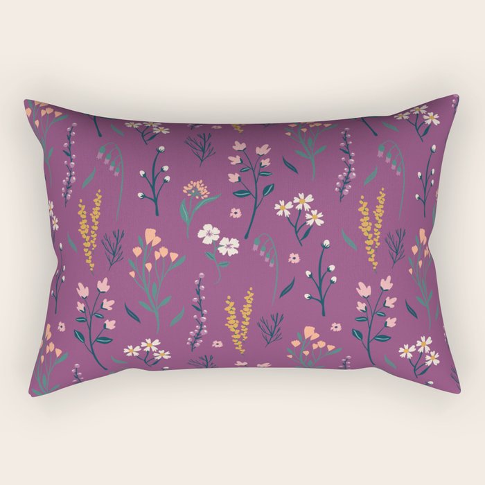 Purple boho florla Rectangular Pillow Gallery Image 1
