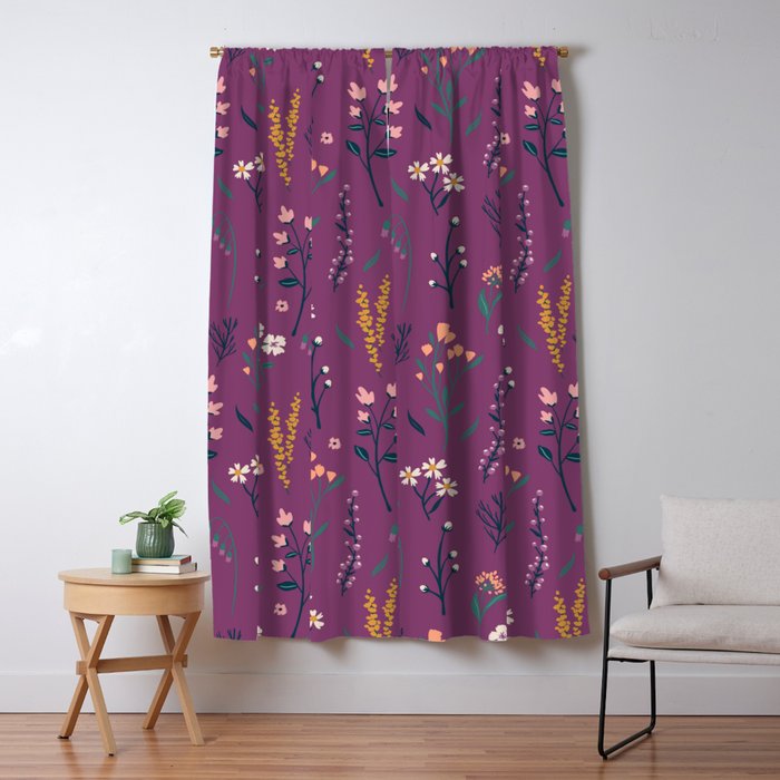 Purple boho florla Window Curtain Gallery Image 5