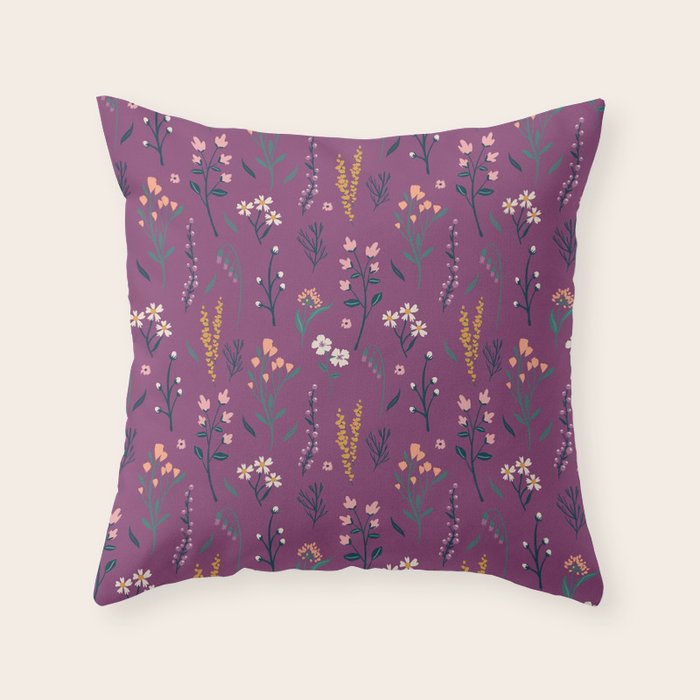 Purple boho florla Throw Pillow Gallery Image 6
