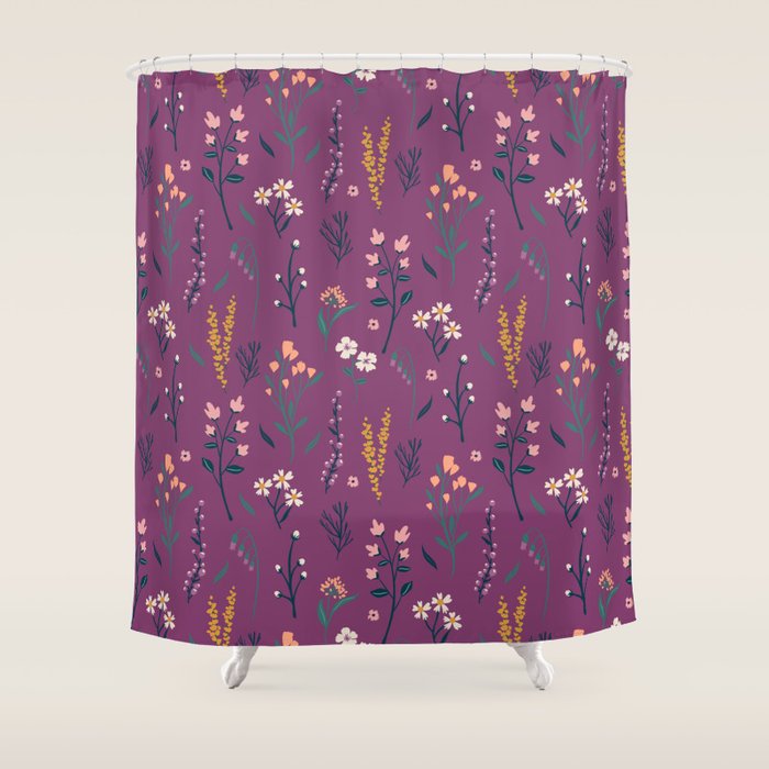 Purple boho florla Shower Curtain Gallery Image 1