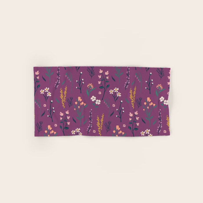 Purple boho florla Bath Towel Gallery Image 1