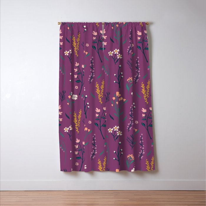 Purple boho florla Window Curtain Gallery Image 3