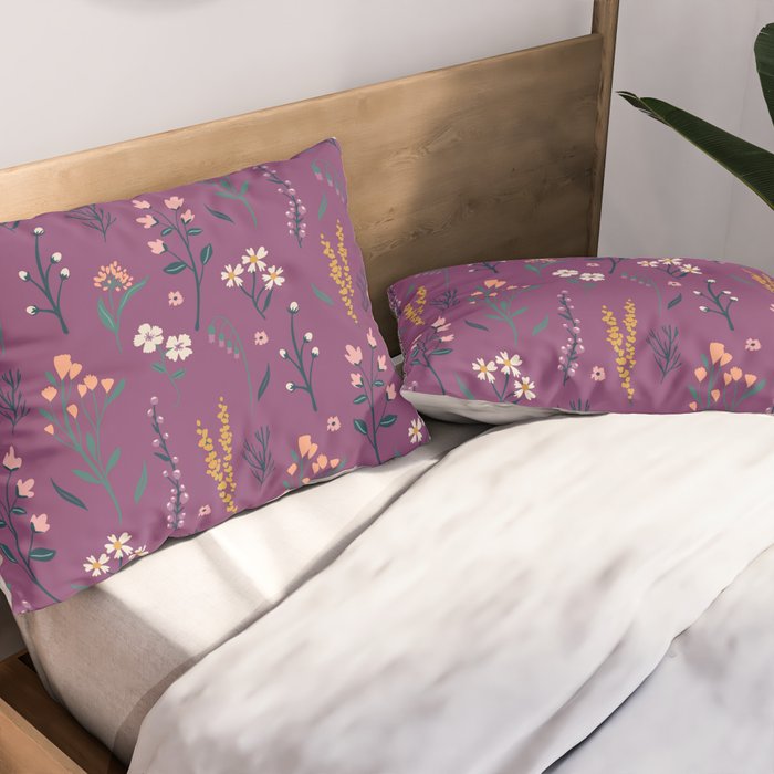 Purple boho florla Pillow Sham Gallery Image 2