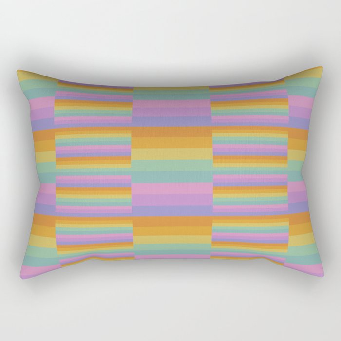Mixed Stripes Pattern I Colorful Rainbow Rectangular Pillow Gallery Image 1