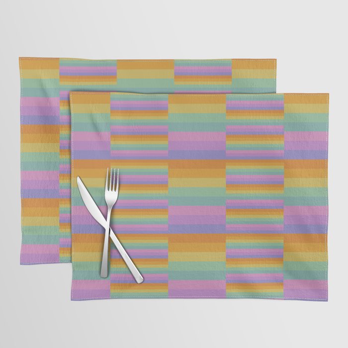 Mixed Stripes Pattern I Colorful Rainbow Placemat Gallery Image 1