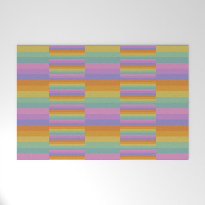 Mixed Stripes Pattern I Colorful Rainbow Welcome Mat Gallery Image 1