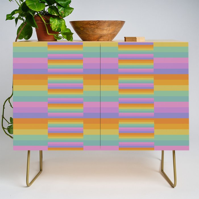 Mixed Stripes Pattern I Colorful Rainbow Credenza Gallery Image 1