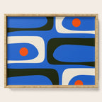 Mid Century Modern Piquet Retro Abstract Pattern in Bold Blue Black Orange Off White Serving Tray Gallery Image 1