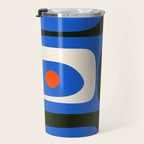 Mid Century Modern Piquet Retro Abstract Pattern in Bold Blue Black Orange Off White Travel Mug Gallery Image 3