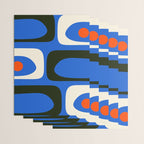 Mid Century Modern Piquet Retro Abstract Pattern in Bold Blue Black Orange Off White Wrapping Paper Gallery Image 3