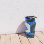 Mid Century Modern Piquet Retro Abstract Pattern in Bold Blue Black Orange Off White Travel Mug Gallery Image 4