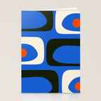 Mid Century Modern Piquet Retro Abstract Pattern in Bold Blue Black Orange Off White Stationery Card Gallery Image 2