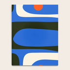 Mid Century Modern Piquet Retro Abstract Pattern in Bold Blue Black Orange Off White Notebook Gallery Image 4