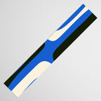 Mid Century Modern Piquet Retro Abstract Pattern in Bold Blue Black Orange Off White Table Runner Gallery Image 3