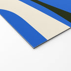 Mid Century Modern Piquet Retro Abstract Pattern in Bold Blue Black Orange Off White Welcome Mat Gallery Image 2