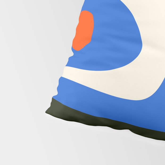 Mid Century Modern Piquet Retro Abstract Pattern in Bold Blue Black Orange Off White Pillow Sham Gallery Image 4