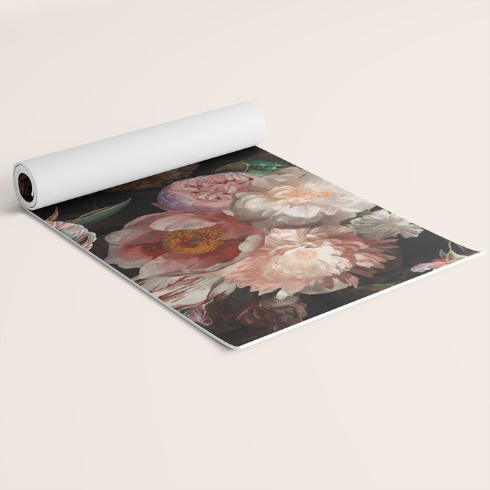 Baroque Flemish Rose Flowers Night Garden Yoga Mat Gallery Image 2